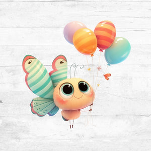 Bügelbild Tiere mit Ballons 4 - Schmetterling