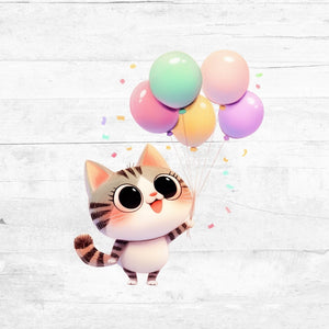 Bügelbild Tiere mit Ballons 7 - Katze