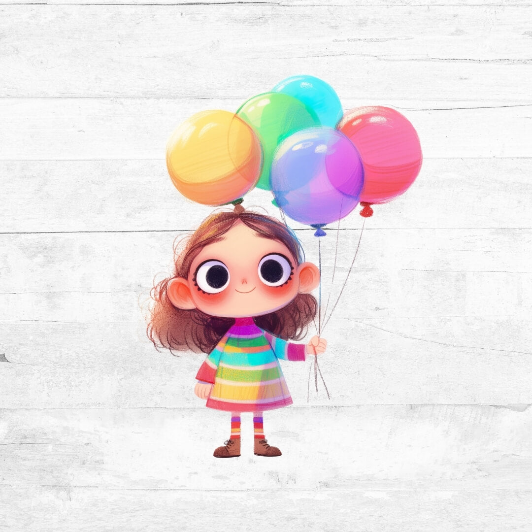 Bügelbild Tiere mit Ballons 11 - Mädchen