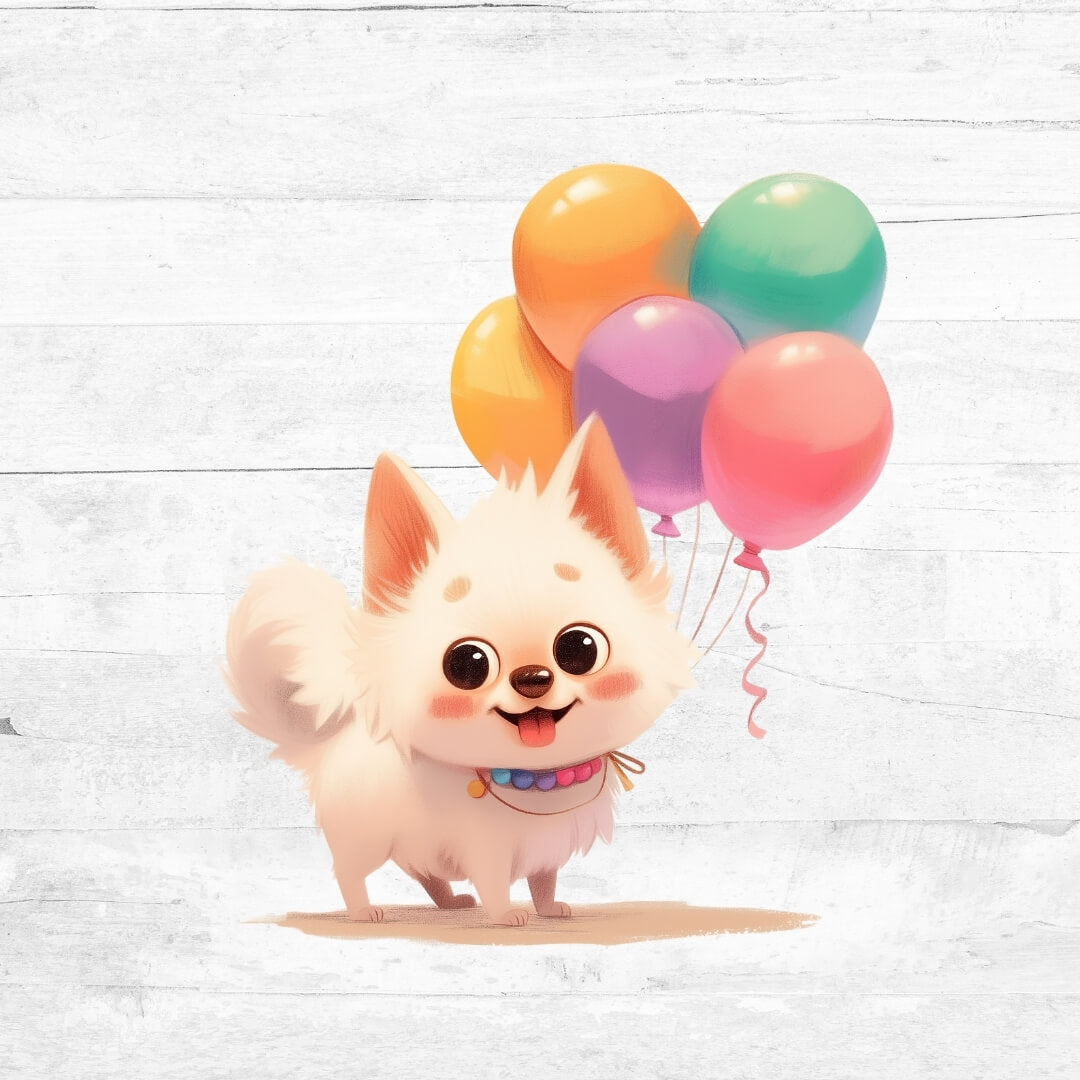 Bügelbild Tiere mit Ballons 8 - Hund
