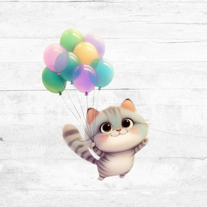 Bügelbild Tiere mit Ballons 12 - Katze 2