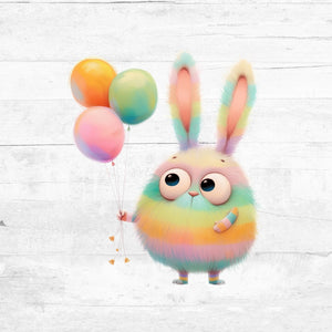 Bügelbild Tiere mit Ballons 13 - Hase 1