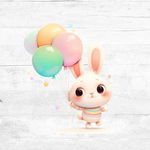 Bügelbild Tiere mit Ballons 14 - Hase 2