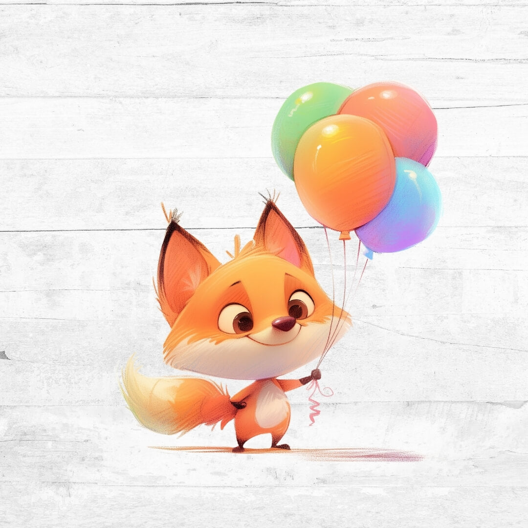 Bügelbild Tiere mit Ballons 15 - Fuchs