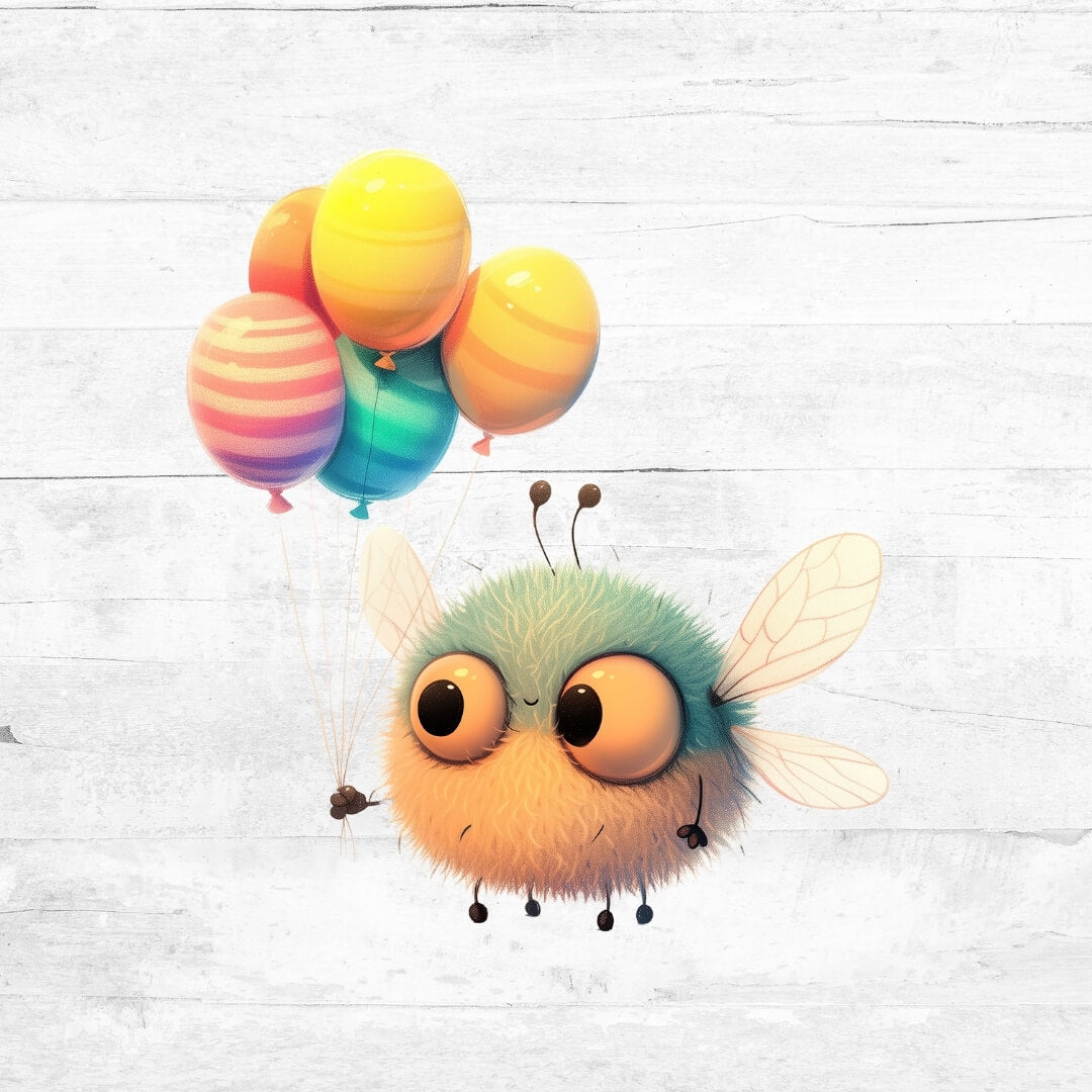Bügelbild Tiere mit Ballons 16 - Hummel