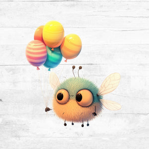 Bügelbild Tiere mit Ballons 16 - Hummel
