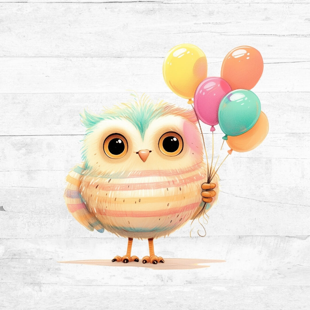 Bügelbild Tiere mit Ballons 17 - Eule