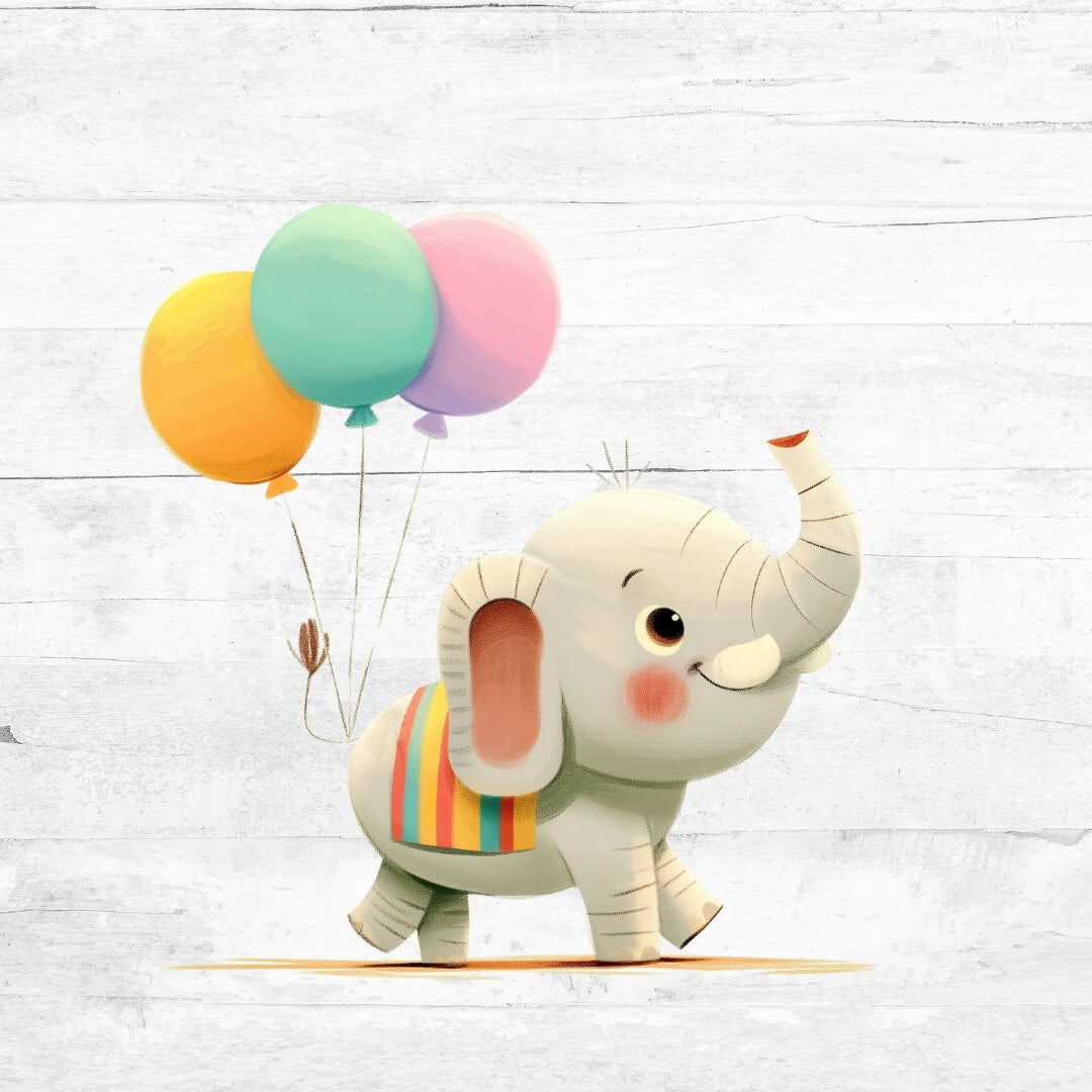 Bügelbild Tiere mit Ballons 18 - Elefant