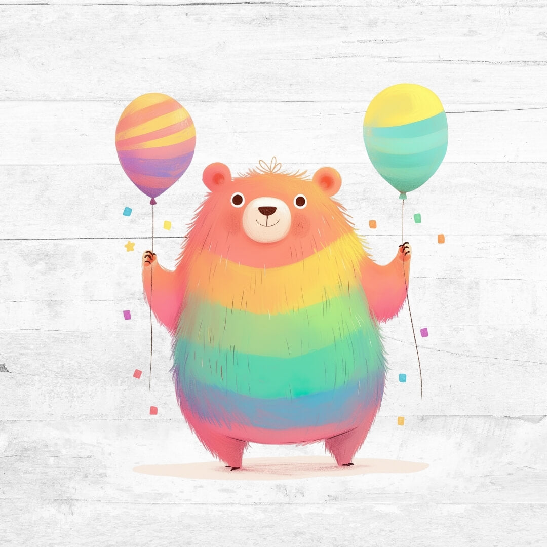 Bügelbild Tiere mit Ballons 21 - Bär 1