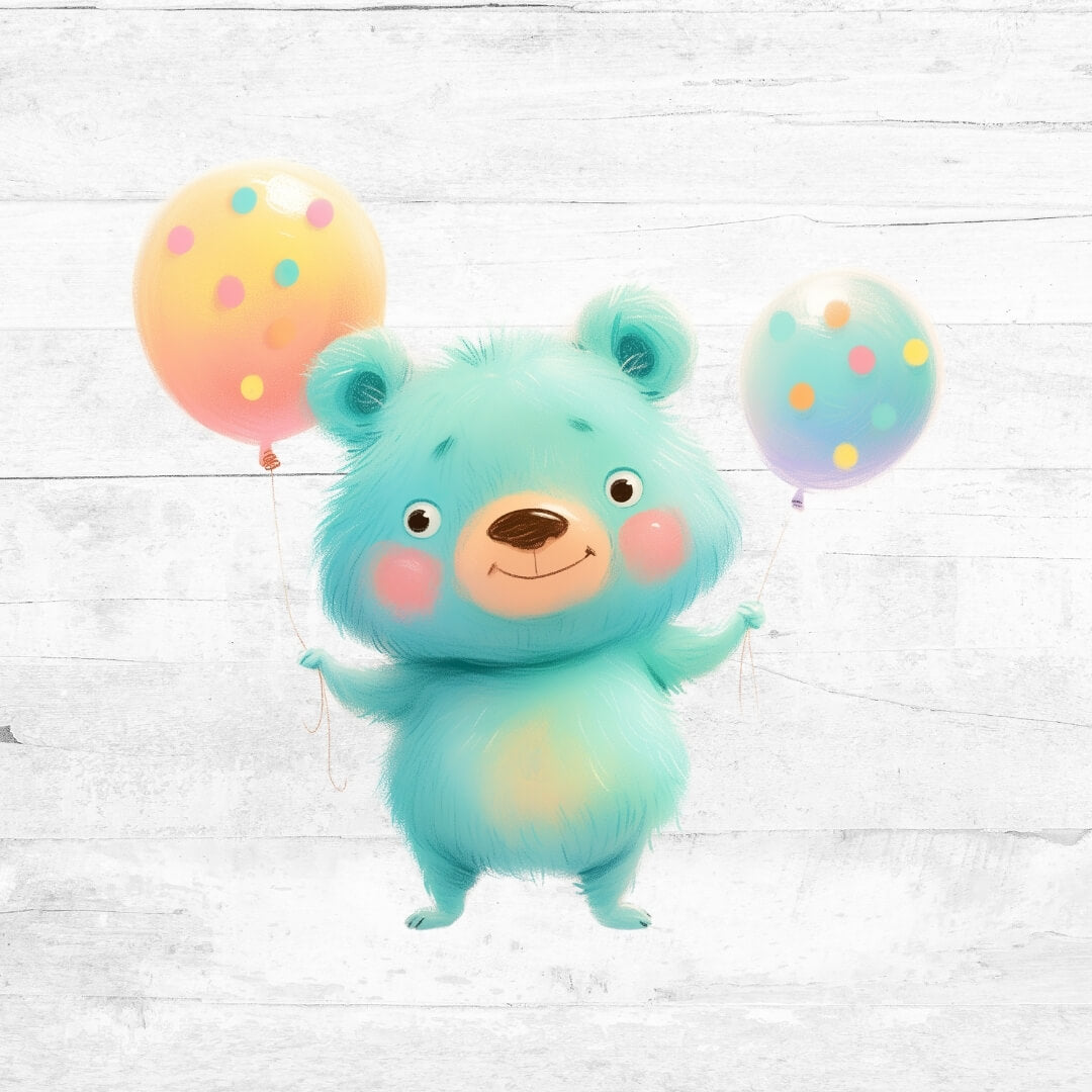 Bügelbild Tiere mit Ballons 22 - Bär 2