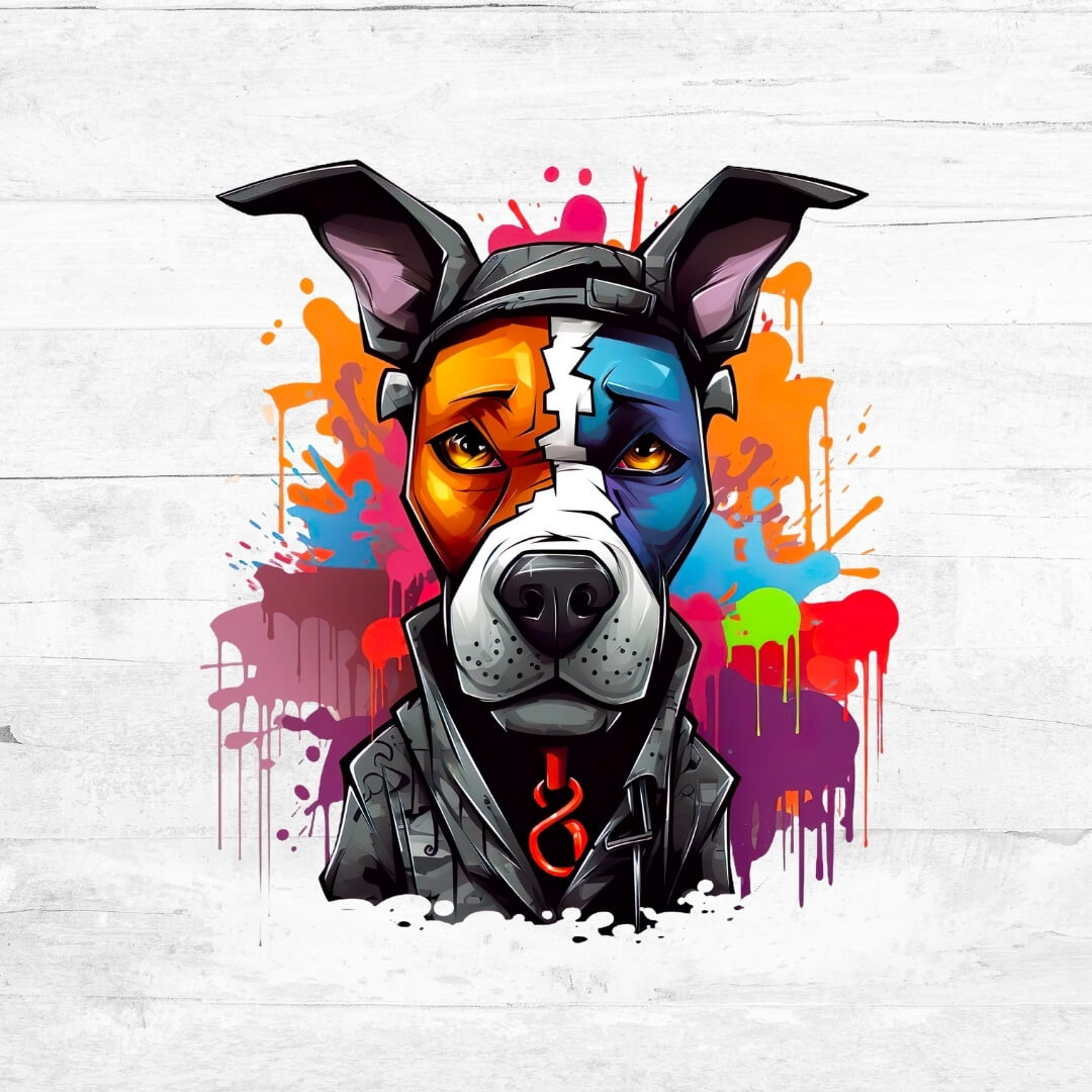 Bügelbild Graffiti Hund 1