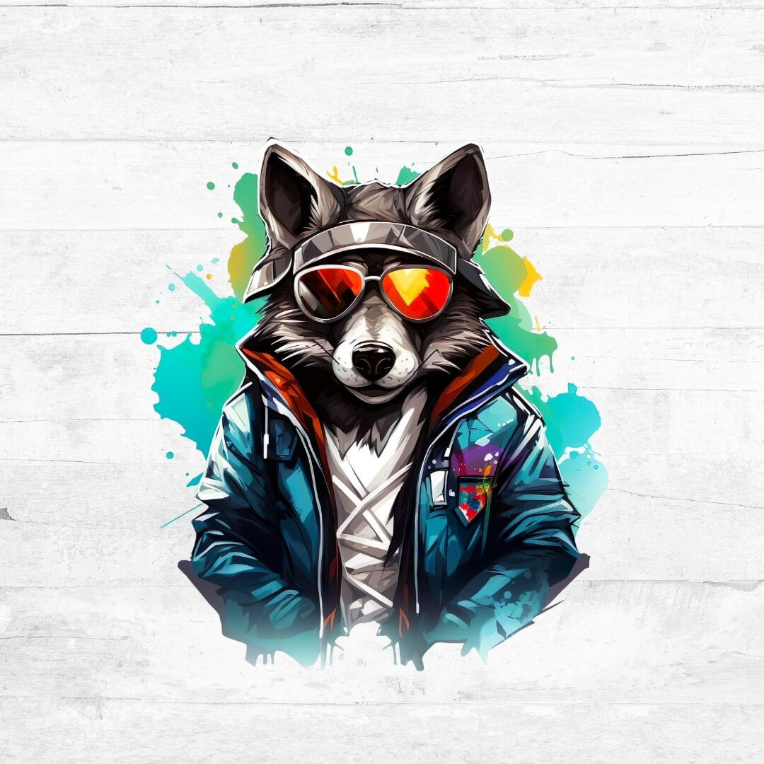 Bügelbild Graffiti Wolf