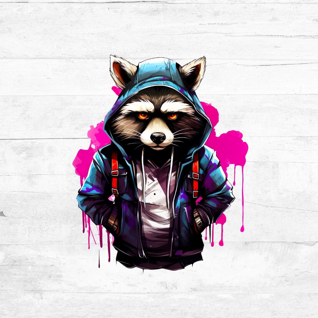 Bügelbild Graffiti Waschbär