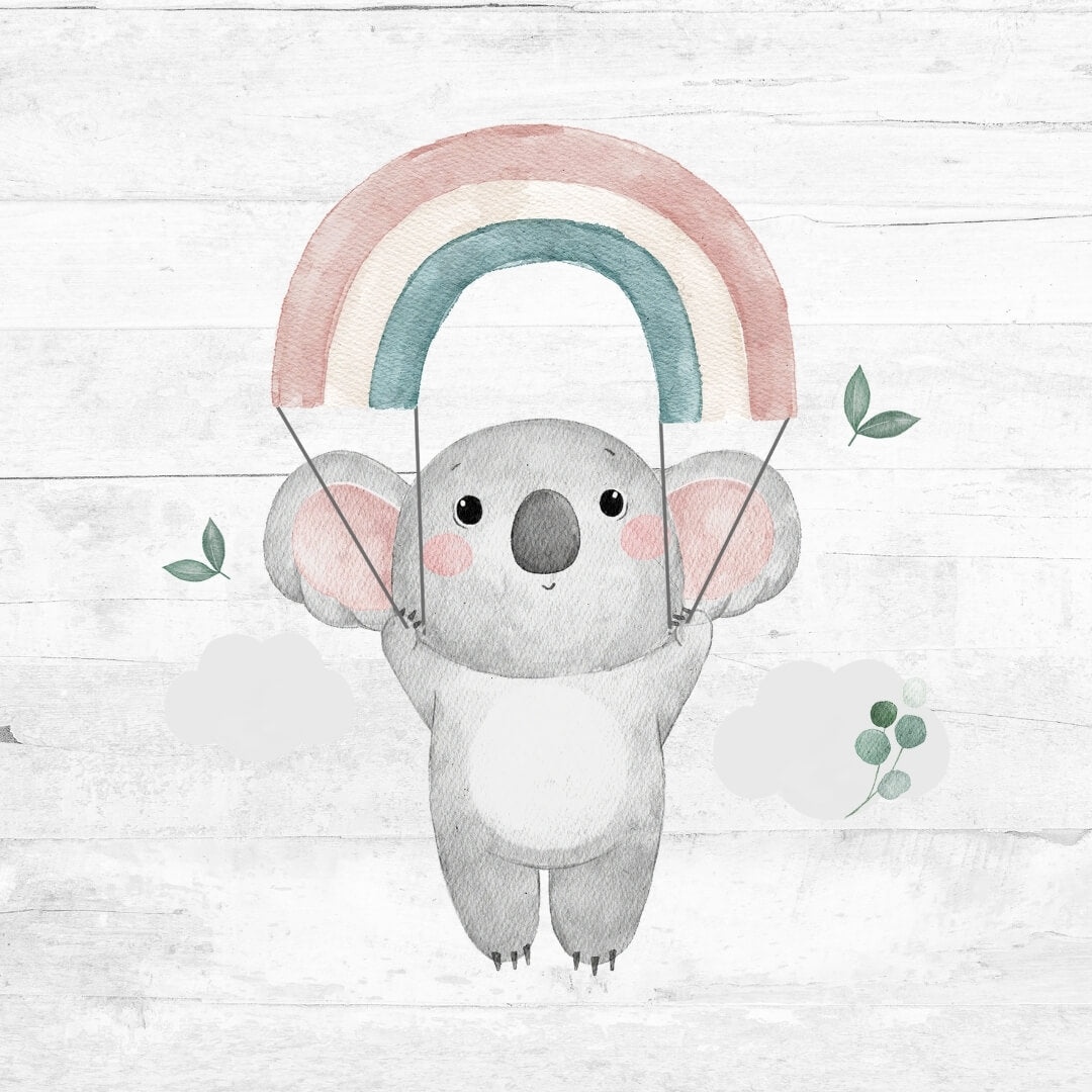Bügelbild Koala mit Regenbogen