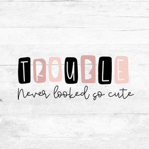 Bügelbild Trouble - never looked so cute - Strawberry milk