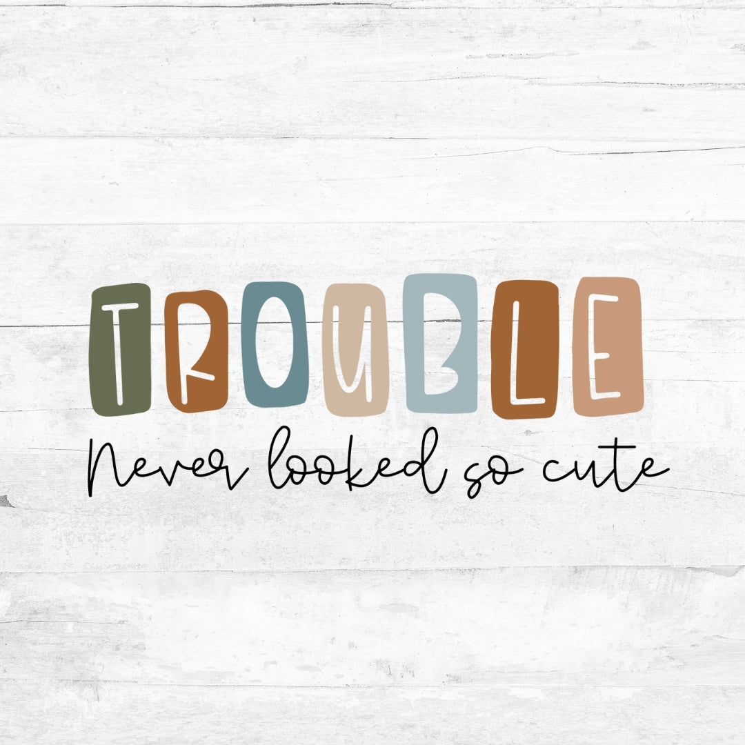 Bügelbild Trouble - never looked so cute - Rainbow