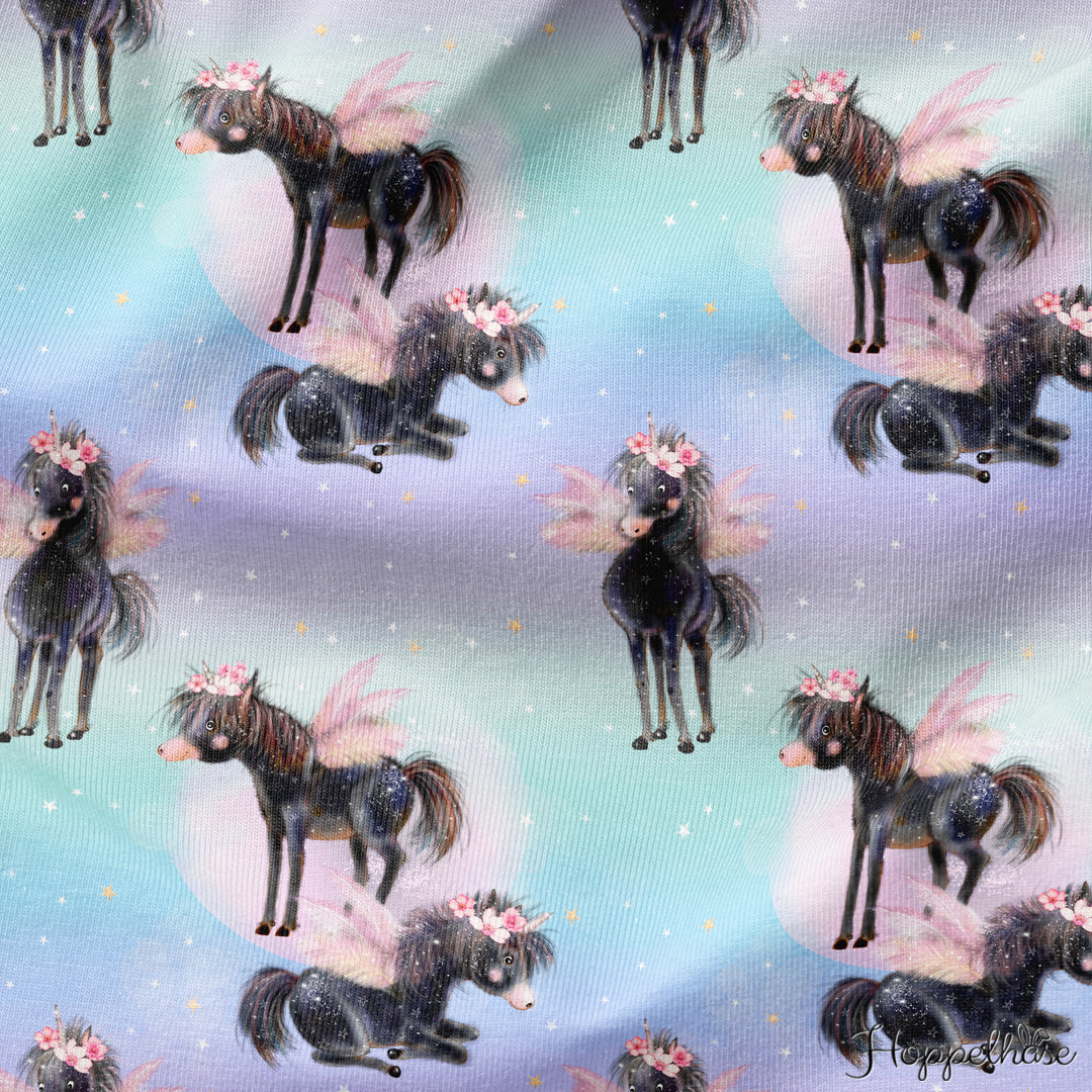 Bügelbild kleines schwarzes Einhorn